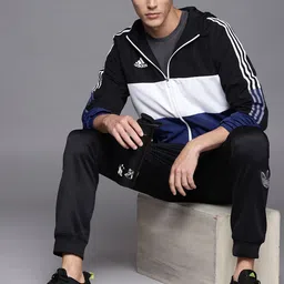 ADIDAS Men Black & White Colourblocked Tiro Primeblue Warm Windbreaker Sporty Jacket-picture-39