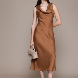 MANGO Cowl Neck Sheen A-Line Maxi Dress-picture-34