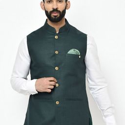 KISAH Men Green Solid Nehru Jacket-picture-16
