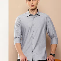 INVICTUS Self Design Slim Fit Pure Cotton Casual Shirt-image-0