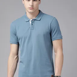 The Roadster Lifestyle Co. Men Polo Collar Pure Cotton T-shirt-image-86