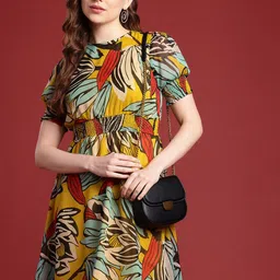 all about you Floral Print Puff Sleeve Fit & Flare Dress-image-41