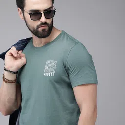 The Roadster Lifestyle Co. Men Solid Pure Cotton T-shirt With Print Detailing On Chest-picture-30