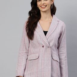 Cottinfab Striped Double-Breasted Pure Cotton Casual Blazer-picture-8