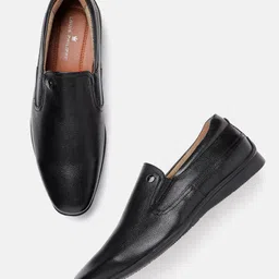 Louis Philippe Men Black Solid Leather Formal Slip-Ons-picture-26