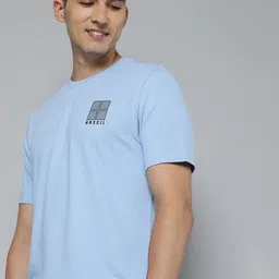HERE&NOW Men Blue Pure Cotton T-shirt-picture-31