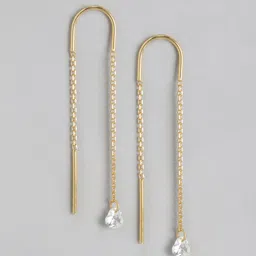 Carlton London Gold-Plated CZ Contemporary Drop Earrings-image-99