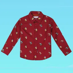 U.S. Polo Assn. Kids Boys Red Opaque Printed Casual Shirt-picture-57