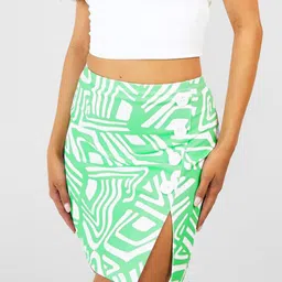 Boohoo Women Printed Button Detail Straight Mini Skirt-picture-33