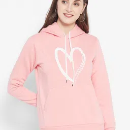 Popster Women Peach-Coloured Printed Hooded Sweatshirt-picture-37