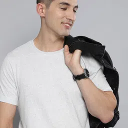 HERE&NOW Men White Solid Pure Cotton Sustainable T-shirt-picture-28