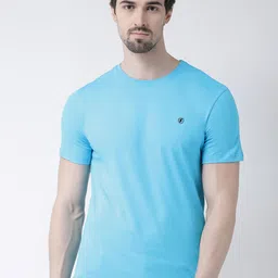 Friskers Men Blue Solid Round Neck Pure Cotton T-shirt-picture-15