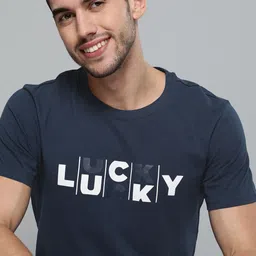 mast & harbour Mast  Harbour Men Navy Blue  White Printed Round Neck Pure Cotton T-shirt-picture-55