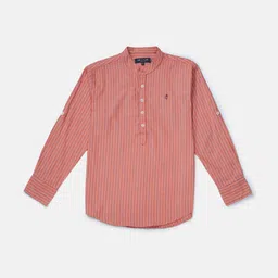 Gini and Jony Boys Orange Classic Striped Casual Shirt-image-73