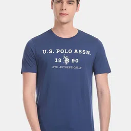 u.s. polo assn. U.S. Polo Assn.-Men Blue & White Brand Logo Lounge T-shirt-picture-19