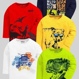 KUCHIPOO Boys Multicoloured 5 Printed Applique T-shirt-image-28