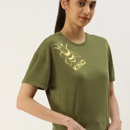 FOREVER 21 Women Printed Drop-Shoulder Sleeves T-shirt-image-15