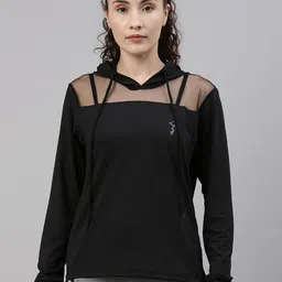 Campus Sutra Women Black Training or Gym Sporty Jacket-image-95