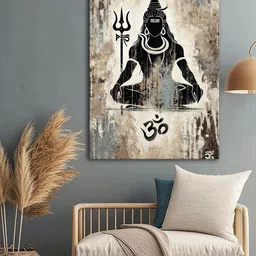 999Store Grey & Black Lord Shiva Canvas Religious Wall Art-image-40