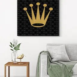 999Store Black & Gold Toned Canvas Crown Painting Wall Art-picture-35