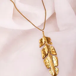 Studio One Love Brass-Plated Leaf Pendant With Chain-picture-21