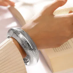 Rubans Silver Plated Textured Bangle Bold & Contemporary Statement Jewelry-image-66