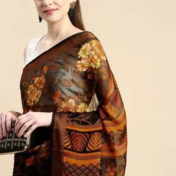 Winza Designer Floral Zari Pure Chiffon Banarasi Saree-image-4