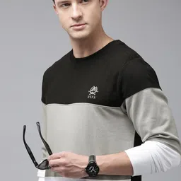 U.S. Polo Assn. Men Black & Grey Colourblocked Sweatshirt-image-42