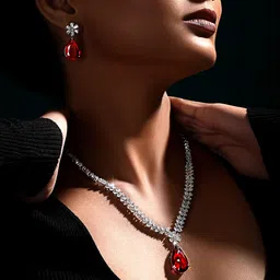 ASMITTA JEWELLERY Rhodium-Plated CZ-Studded Jewellery Set-picture-19