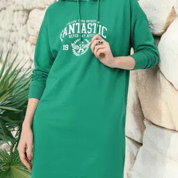 DressBerry Varsity Cool Printed Hooded T-shirt Dress-picture-33