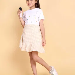 HERE&NOW Girls Embroidered Pure Cotton Top With Skirt-picture-50
