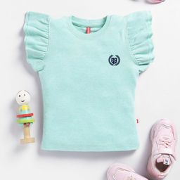 Here&Now X Game Begins Brand Logo Flutter Sleeve Cotton Top-picture-39