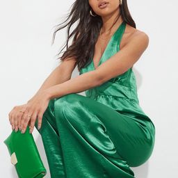 DOROTHY PERKINS Green Solid Halter Neck Basic Jumpsuit-picture-40