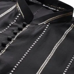 See Designs Men Embroidered Sequinned Chanderi Silk Kurta with Pyjamas image 2