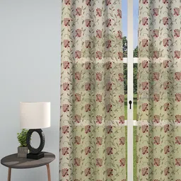 GM Indulgence Beige & Green Embroidered Sheer Door Curtain image 1