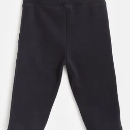 Cayman Girls Navy Blue Solid Pure Cotton Track Pants image 2