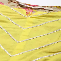 Rajnandini Women Beige & Yellow Floral Printed Pure Cotton Kurta with Trousers & Dupatta image 5
