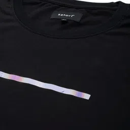 Sztori Men Plus Size Black Solid T-shirt image 2