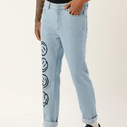 FOREVER 21 Men Blue Printed Stretchable Jeans image 4