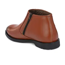 John Karsun Men Tan Brown Textured Biker Boots image 4