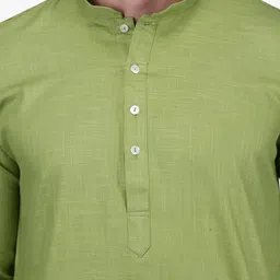 RAJUBHAI HARGOVINDAS Men Green & White Solid Kurta with Churidar image 5
