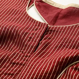 tantkatha Maroon & Beige Striped Saree Blouse image 3