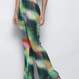 Boohoo Women Abstract Plisse Flared Trousers image 5