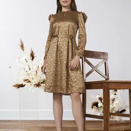 DressBerry Peter Pan Collar Puff Sleeve Fit & Flare Dress image 5