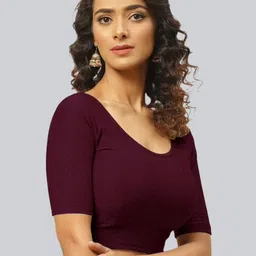 Fressia Fabrics Woven Design Round Neck Saree Blouse image 4