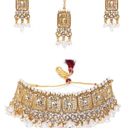 Zaveri Pearls Gold-Toned Kundan Studded Jewellery Set image 3