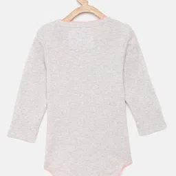 Eimoie Girls Grey Melange Printed Pure Cotton Bodysuit image 3