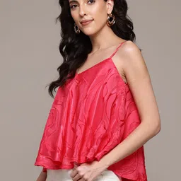 Label Ritu Kumar Self Design Jaquard A-Line Top Top image 4