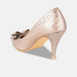 Lavie Textured PU Party Stiletto Pumps with Bows image 3