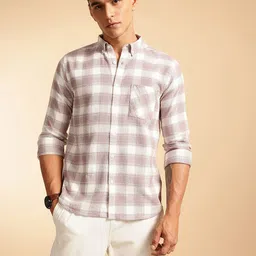 French Connection Pure Cotton Button-Down Collar Self-Design Checked Knitted Casual Shirt image 3